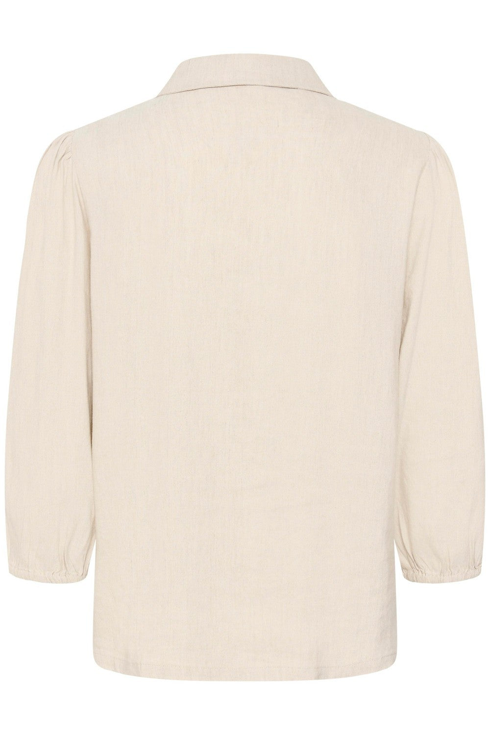 Effortless elegance meets comfort in this linen blend shirt. Crafted from a breathable linen mix, it is cool and drapes beautifully. The subtle puff shoulder adds a touch of refined detail without overwhelming the silhouette—a timeless piece.