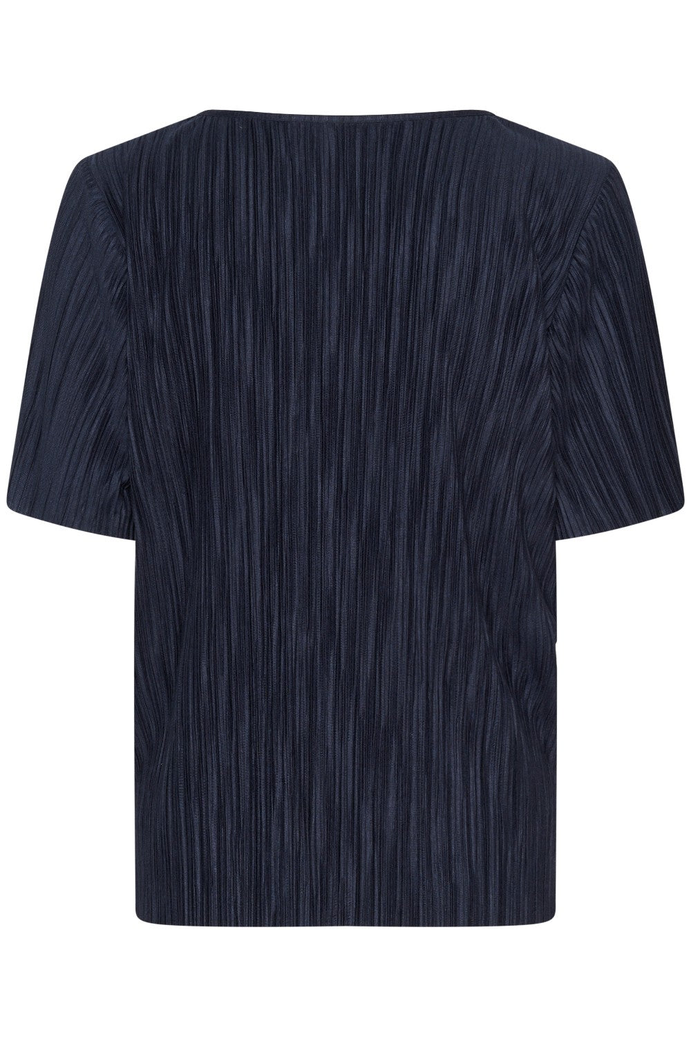 Navy pleated top on a white background