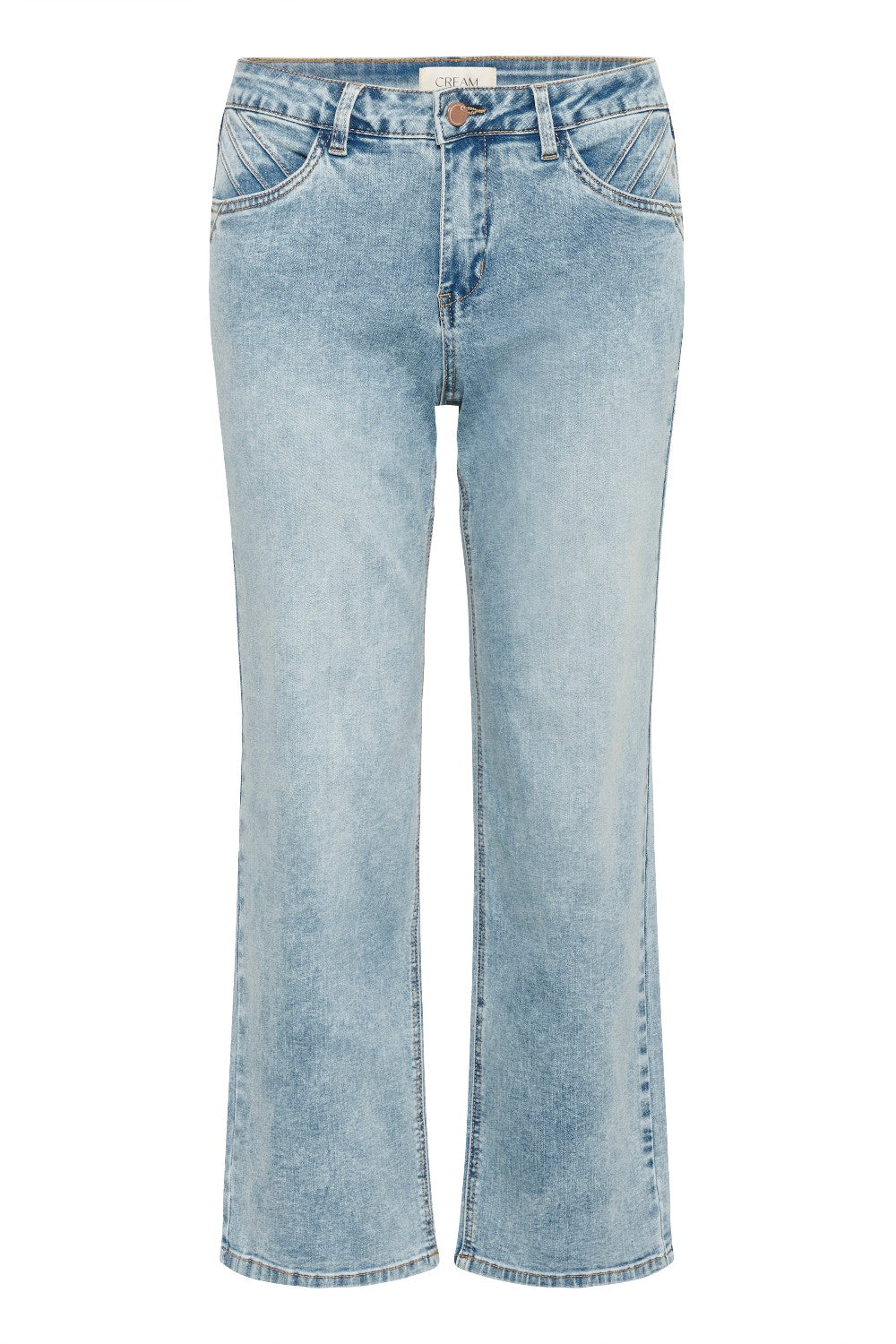 Light blue jeans on a white background