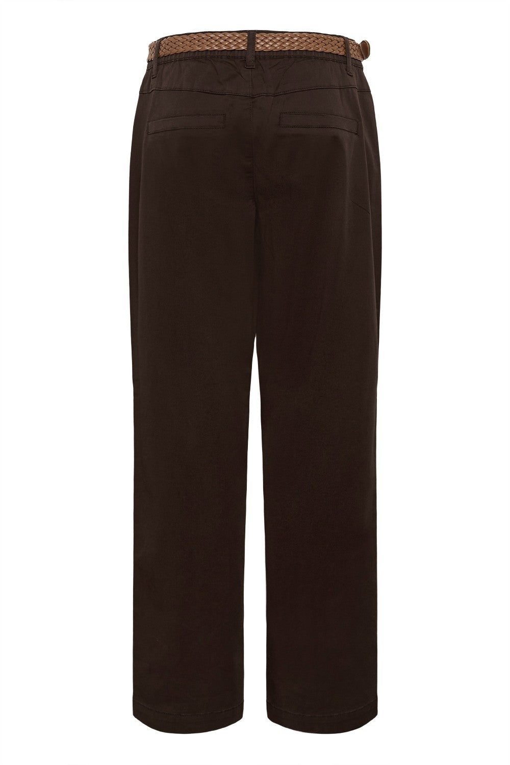 Brown pants with a belt on a white background