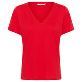 Red V-neck t-shirt on a white background