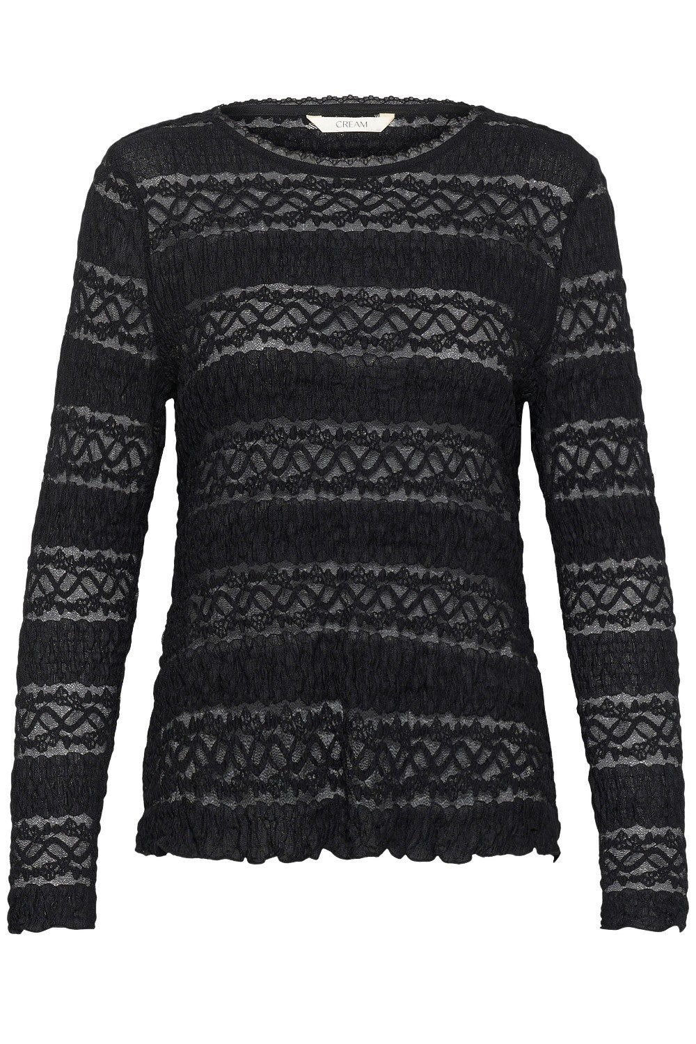 Black patterned top on a white background
