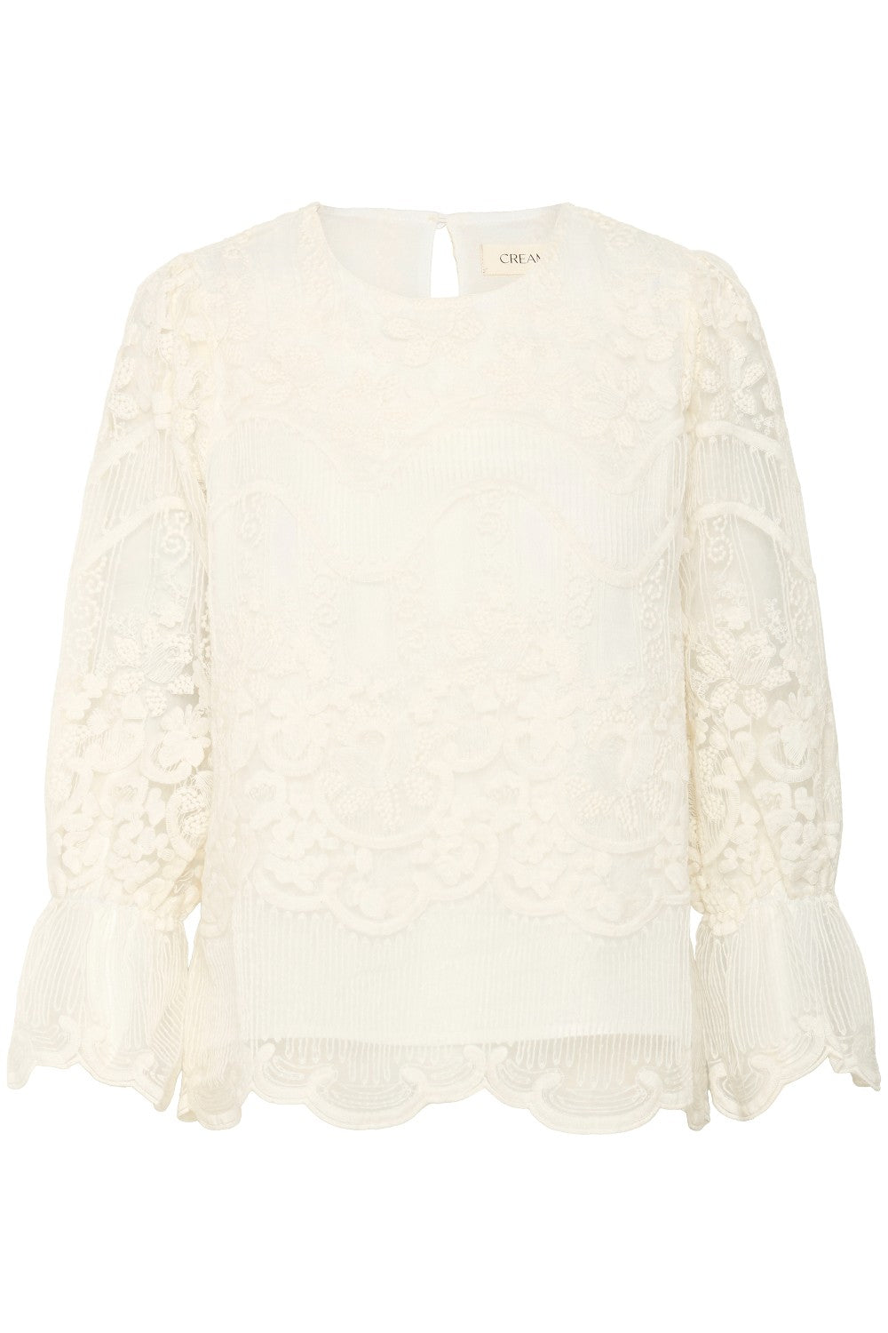 White lace blouse on a white background