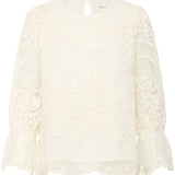 White lace blouse on a white background