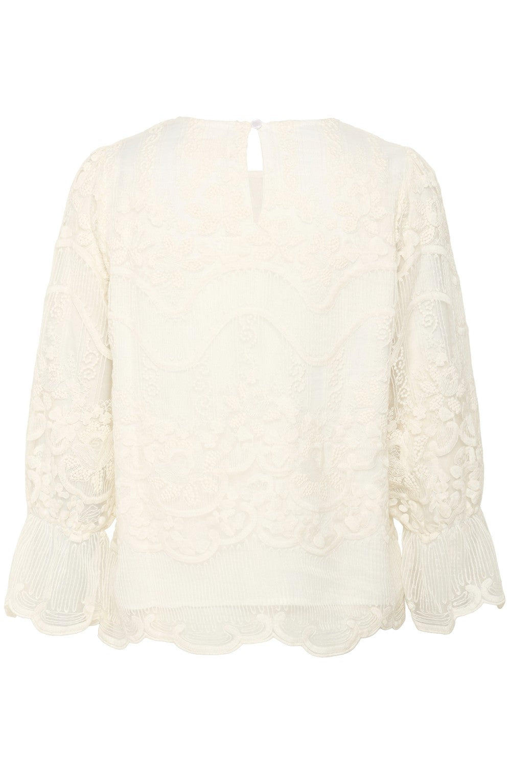 White lace blouse on a white background