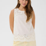 Made from 100% cotton, this top features delicate eyelet detailing that adds a touch of feminine charm to any outfit. 