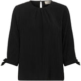 Black blouse with 3/4 sleeves on a white background