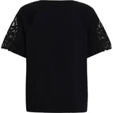 Black t-shirt with lace sleeves on white background