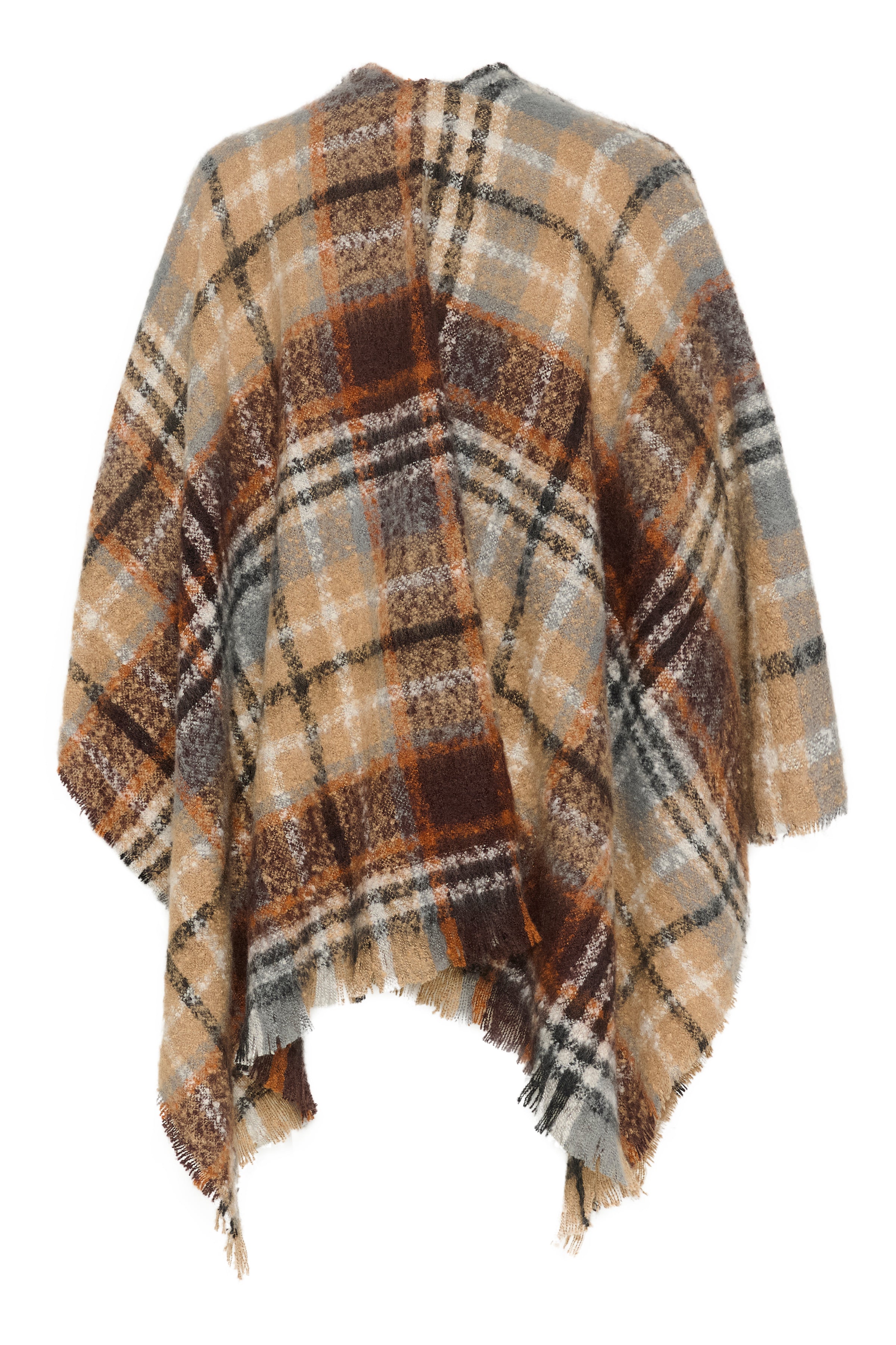 Upgrade your wardrobe with our Cream Tika Cape. Made with luxurious plaid fabric, this cape will wrap you in both comfort and style. Perfect for any occasion, take your outfit to the next level with this versatile and fashionable piece.