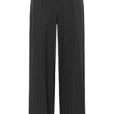 Black pinstripe pants on a white background