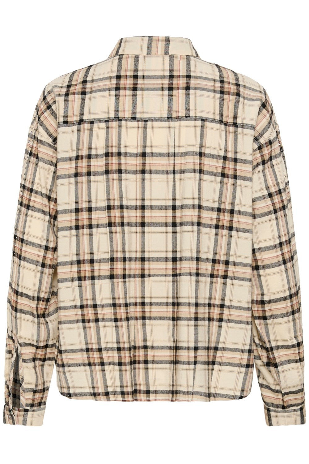 Beige and brown plaid shirt on a white background