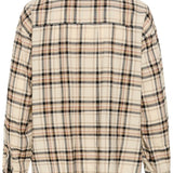 Beige and brown plaid shirt on a white background