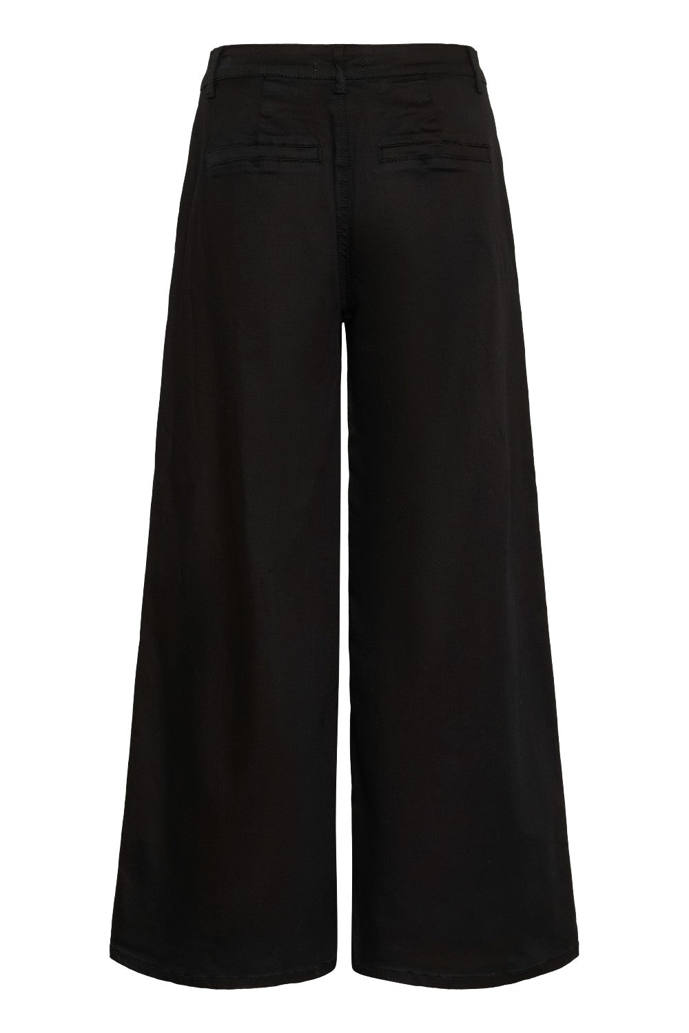 Black wide-leg pants on a white background