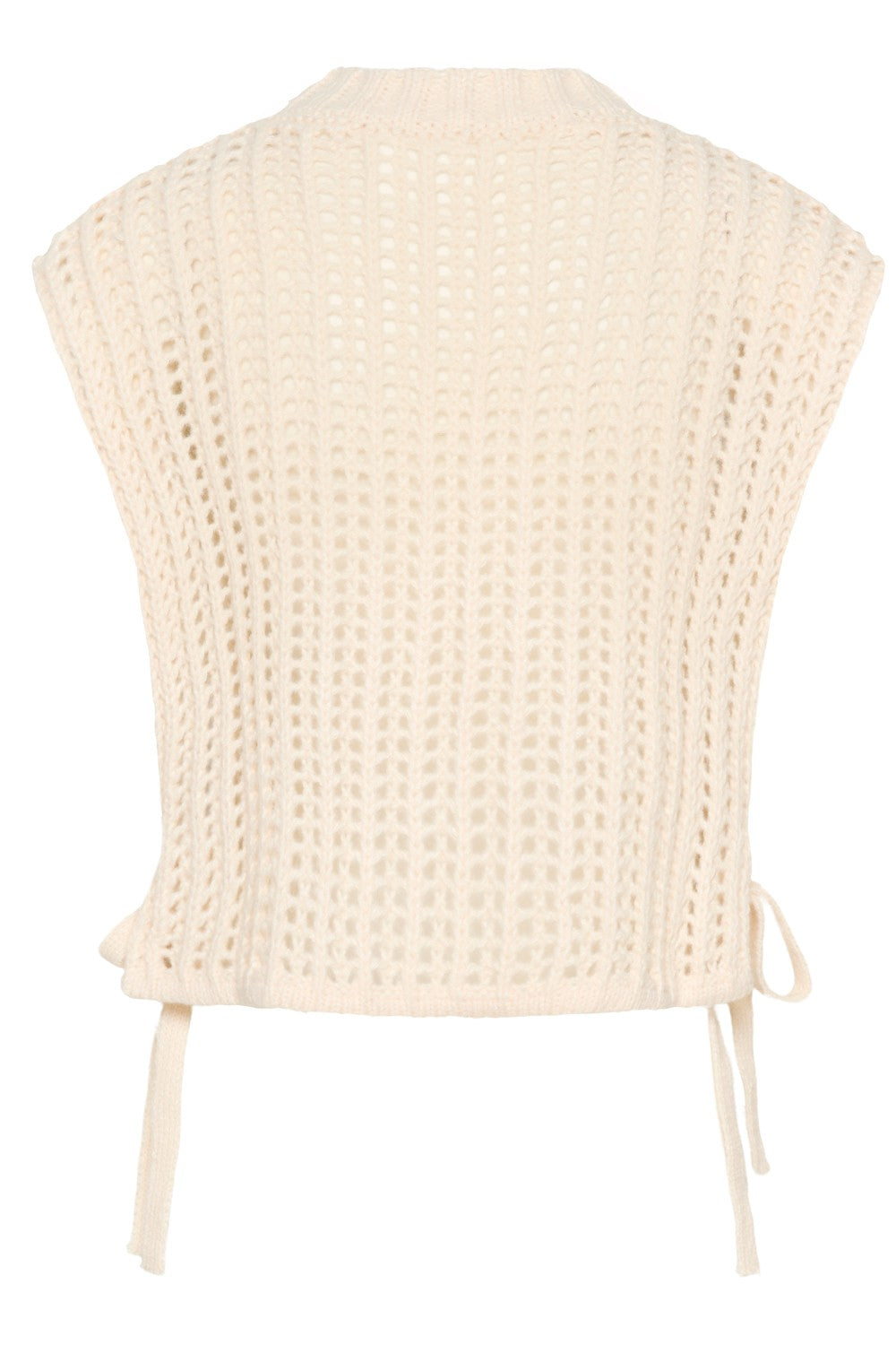Beige knitted vest on a white background