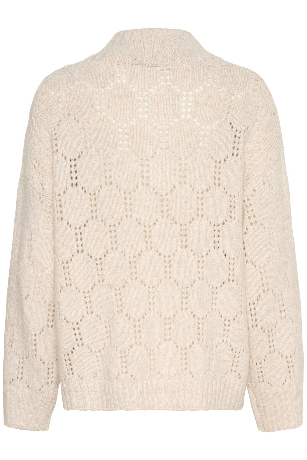 Beige knitted cardigan on a white background