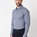 Desoto Kent Blue Square Print Long Sleeve Shirt