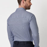 Desoto Kent Blue Square Print Long Sleeve Shirt