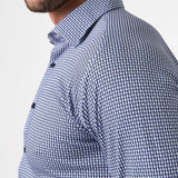 Desoto Kent Blue Square Print Long Sleeve Shirt