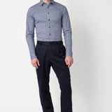 Desoto Kent Blue Square Print Long Sleeve Shirt