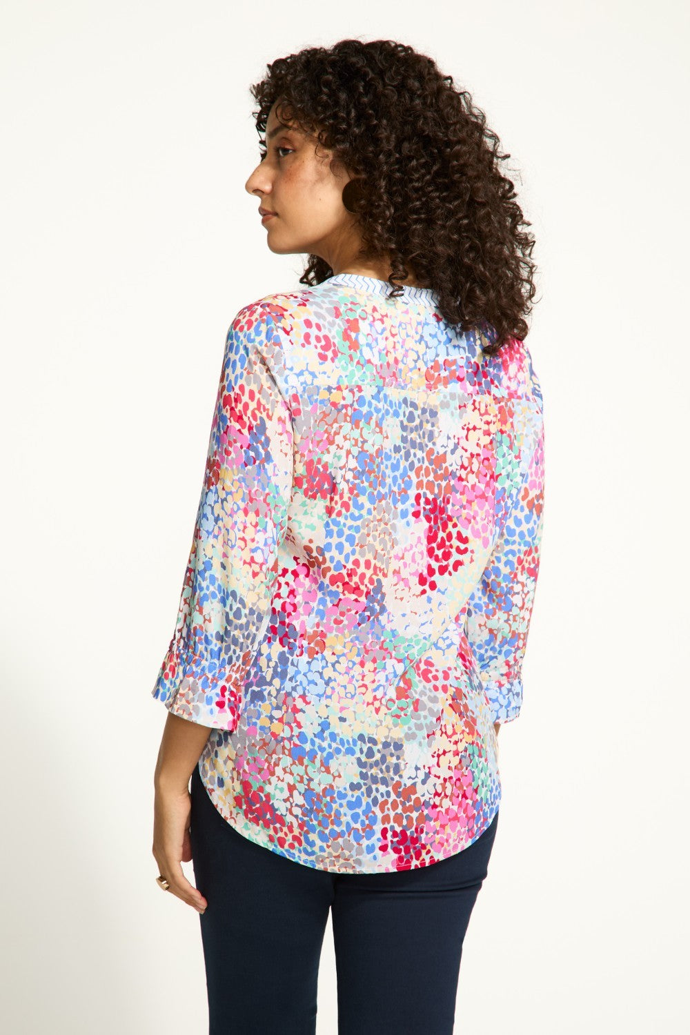 Expertly designed for comfort and style, the FDJ Dual Print Shirt features a full button front and a vibrant, colourful design. Elevate your wardrobe with this versatile and eye-catching piece.