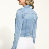 As a jean jacket, this style by FDJ is already a classic piece. But with the added pretty crochet stitch, it becomes a versatile and stylish option for any casual occasion. Stay on-trend and elevate your look with this unique and functional jacket.