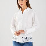 Expertly crafted with a timeless design, the FDJ Long Sleeve Lace Detail Shirt effortlessly elevates any outfit. With a perfect blend of cotton and stretch, this beautiful shirt offers both style and comfort. Perfect for dressing up or keeping casual, it's a versatile addition to any wardrobe.