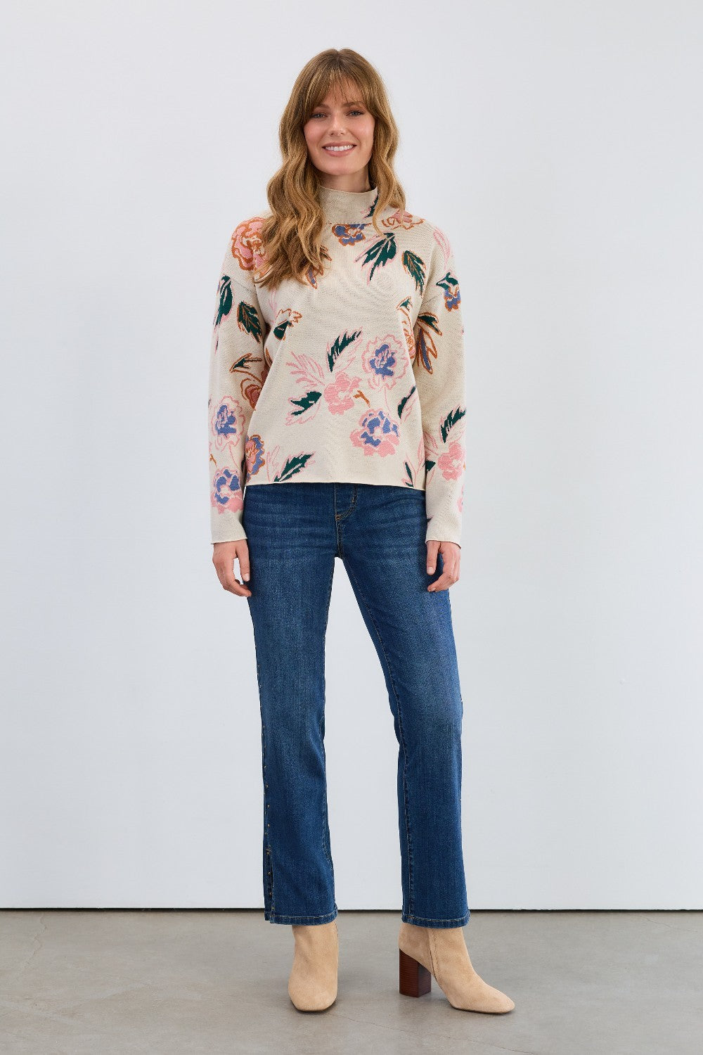 Stay cozy and chic in the FDJ Mock Neck Loose Fit Sweater! Its relaxed silhouette and soft fabric make it perfect for layering or lounging. The playful mock neck adds a fun twist to your everyday look, keeping you warm without sacrificing style. Whether you're out for coffee or curling up with a book, this sweater brings comfort and charm to your wardrobe.