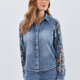 FDJ Pleated Sleeve Chambray Shirt