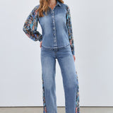 FDJ Pleated Sleeve Chambray Shirt
