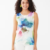 Add a splash of colour to your wardrobe with our FDJ Sleeveless Top! The watercolour design is sure to turn heads, and the gorgeous shades pair perfectly with any denim. Say goodbye to boring tops and hello to style with this denim-friendly piece!