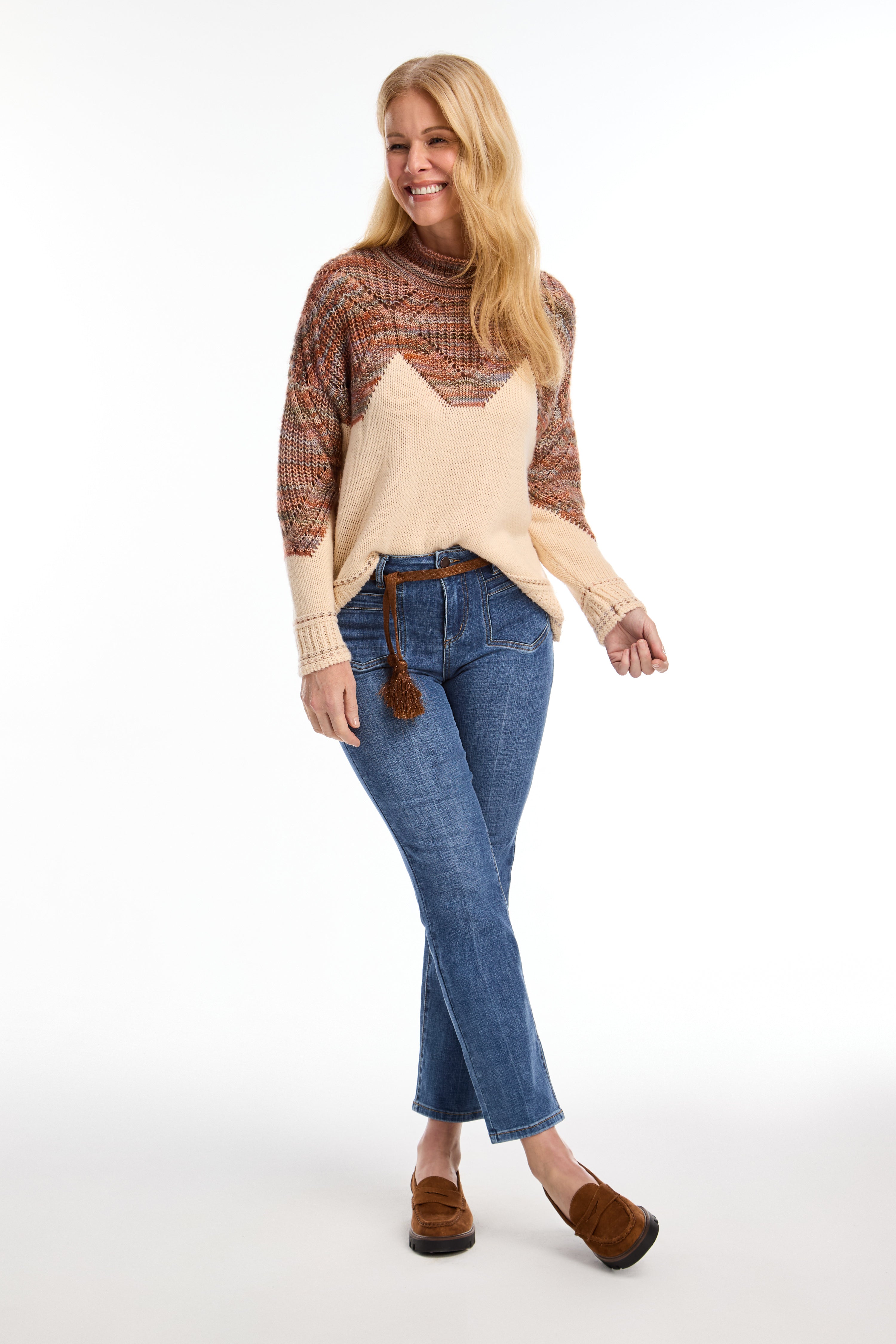 The FDJ Space Dye Sweater is a unique and versatile addition to your wardrobe. Its interesting detail and statement design make it a special piece that can elevate any outfit. This casual sweater is also denim-friendly, perfect for adding a touch of style and comfort to your everyday look.