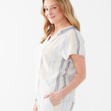 Introducing our FDJ Space Dye Stripe Top, perfect for everyday wear! Made with a comfortable linen blend material, it's friendly with all your favourite denim pieces. Upgrade your wardrobe with this versatile and stylish top!