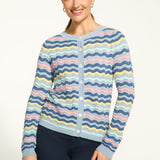 This FDJ Wave Stitch Cardigan features a full button front for easy wear and a lightweight design for added comfort. With a fun wave stitch pattern, this cardigan is ideal for adding a pop of style to any outfit.