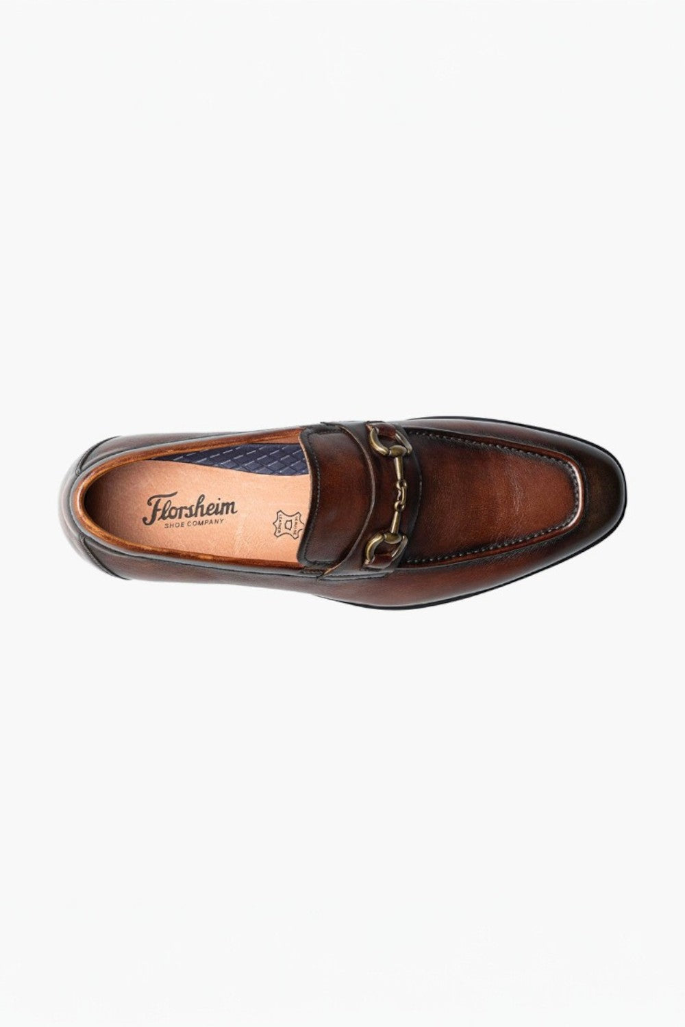 Brown leather loafer shoe on a white background