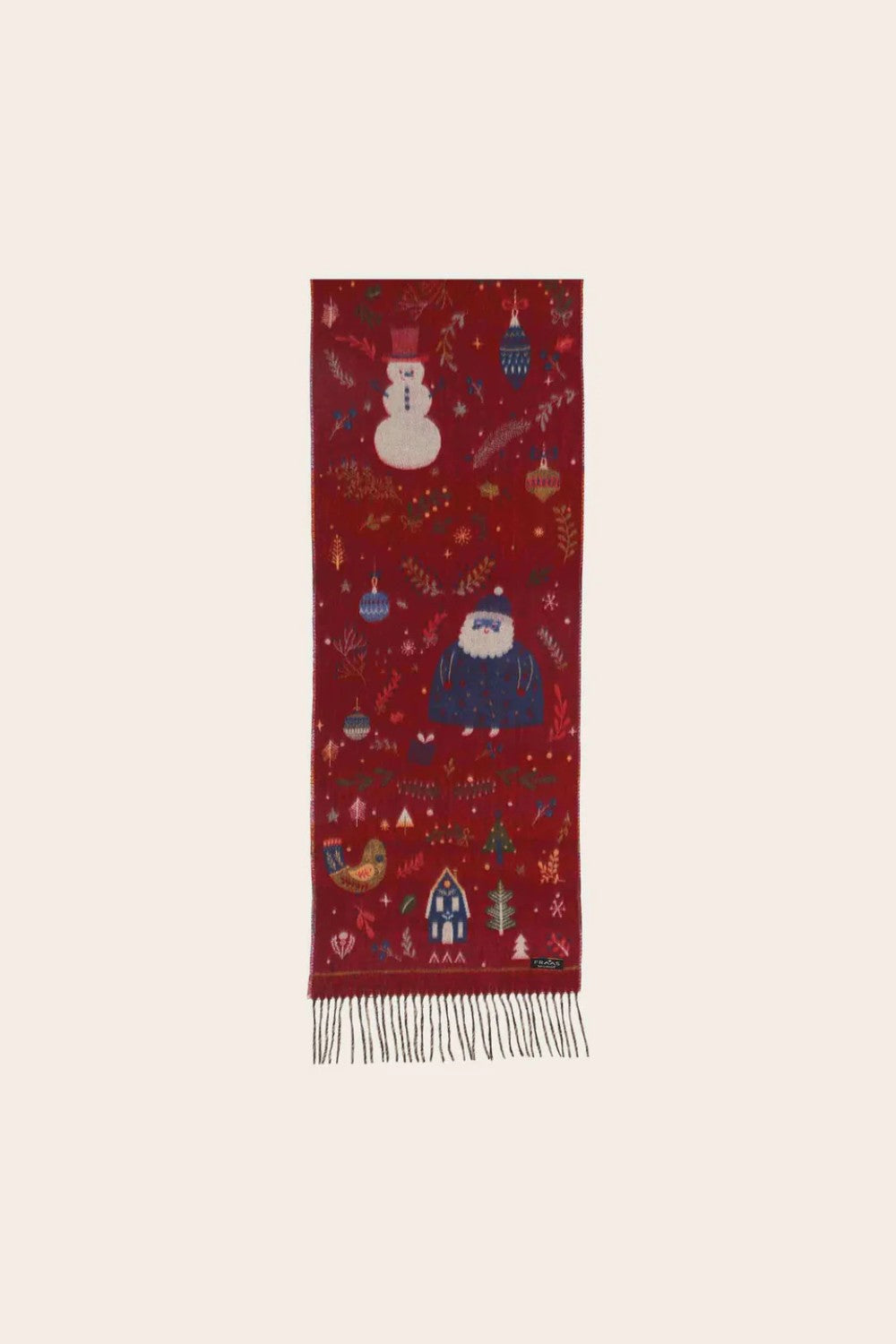 Christmas themed scarf on light background