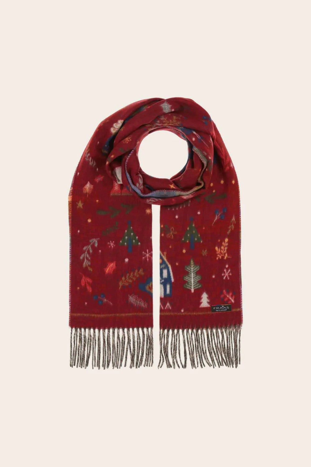 Christmas themed scarf on light background