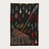 Festive scarf with Christmas tree pattern on a white background