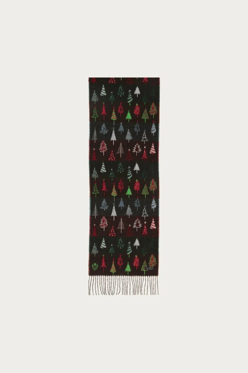 Scarf with Christmas tree pattern on a white background
