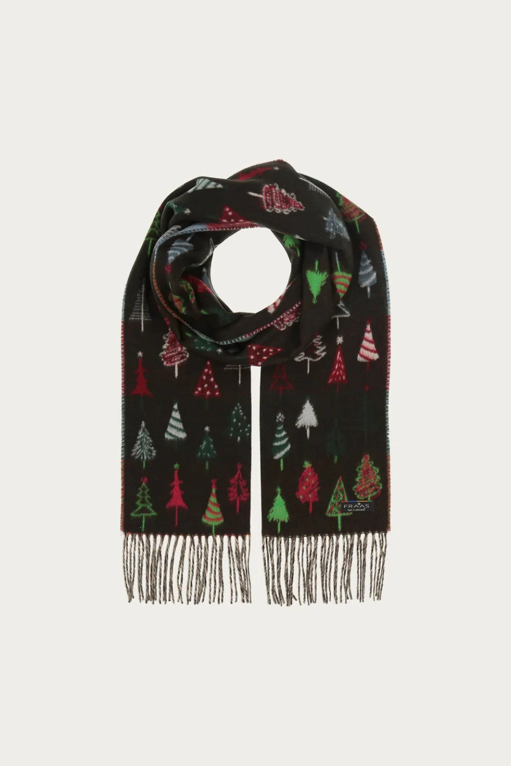 Scarf with Christmas tree pattern on a white background