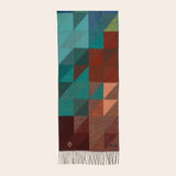 Multicolored geometric patterned scarf on a white background
