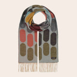 Scarf with colorful abstract pattern on a beige background