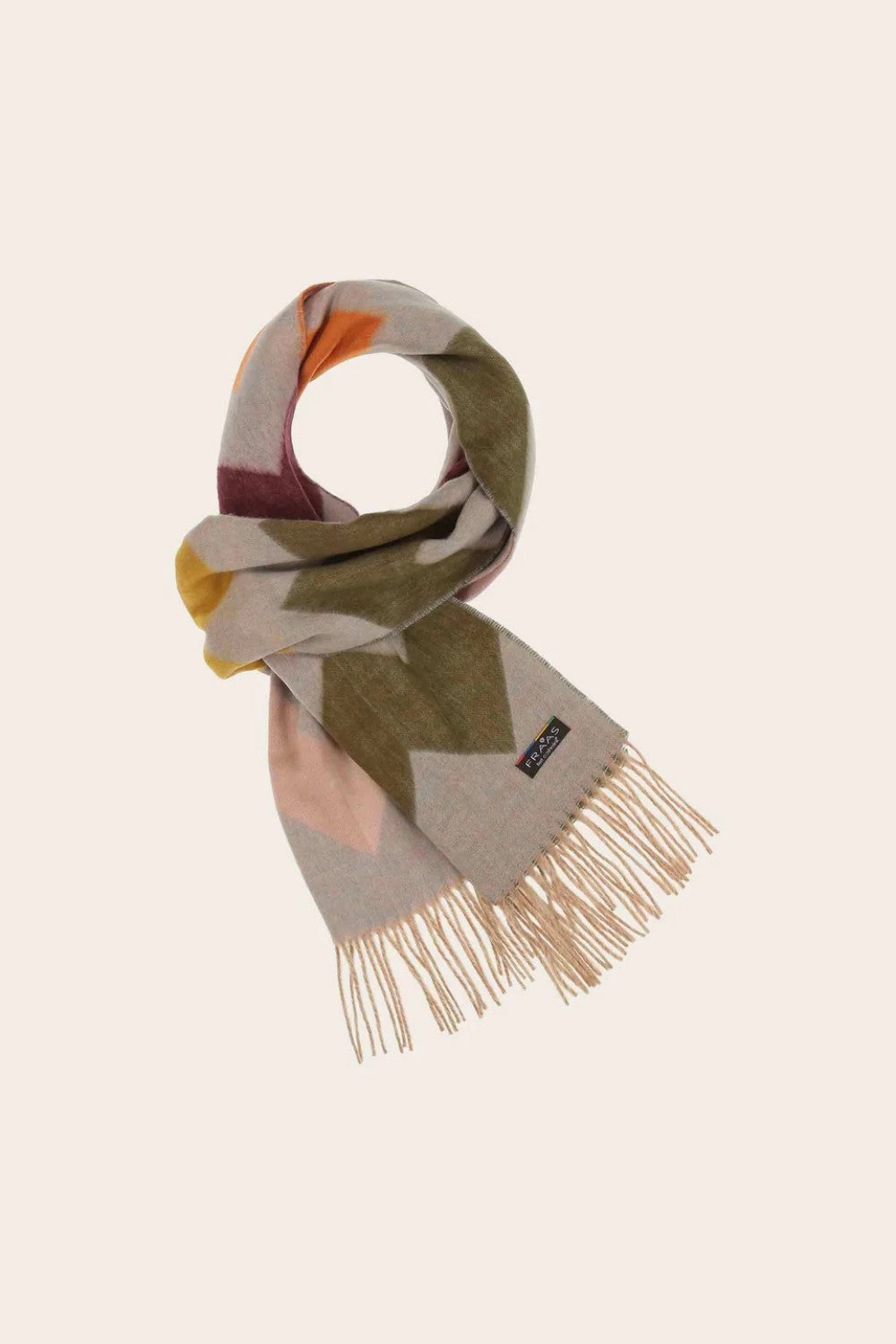 Scarf with colorful pattern on a beige background
