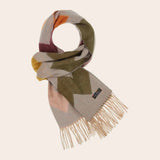 Scarf with colorful pattern on a beige background
