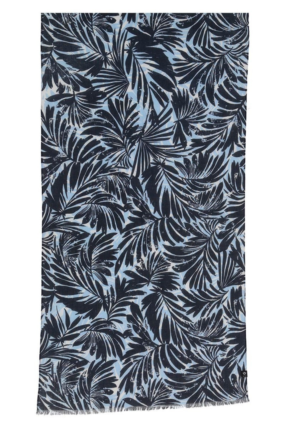 Scarf with blue leaf pattern on a blue background
