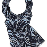 Blue patterned scarf on a white background