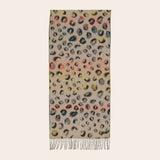 Multicolored leopard print scarf on a beige background