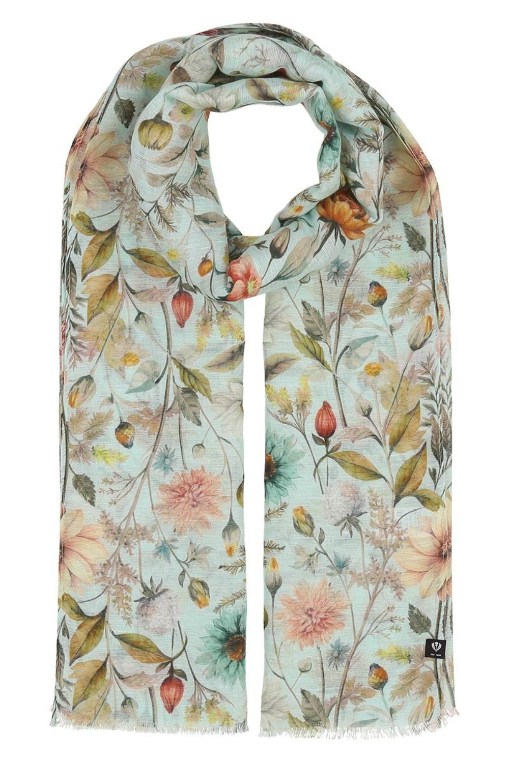 Floral patterned scarf on a white background