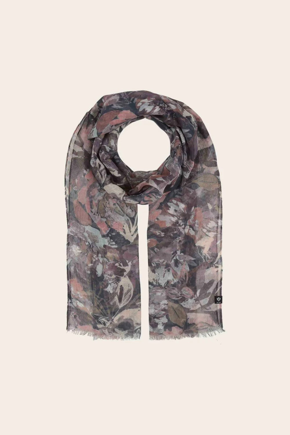 Floral patterned scarf on a beige background
