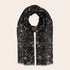 Black scarf with floral pattern on light background