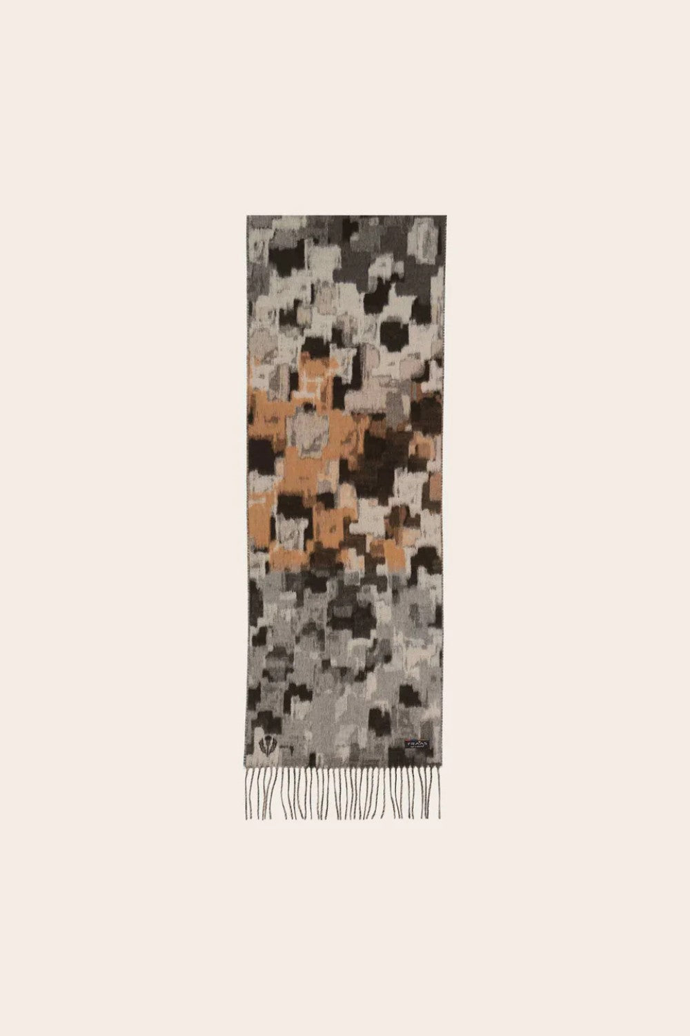 Scarf with a pattern of geometric shapes on a white background